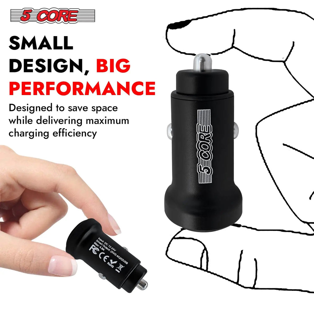 5 Core USB Car Charger Cigarette Lighter Adapter Dual USB Port Fast Charging - HONORABLE VETERANS SOLUTIONS