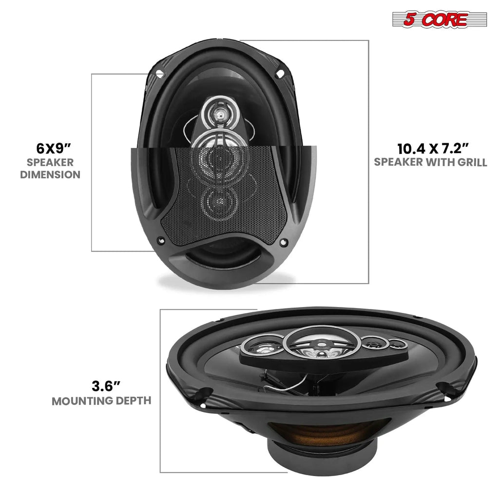 5Core 6x9 Car Speaker 800W Pair 4Ohm 4 Way Coaxial Speaker Audio w Super Tweeter Universal Fit - HONORABLE VETERANS SOLUTIONS