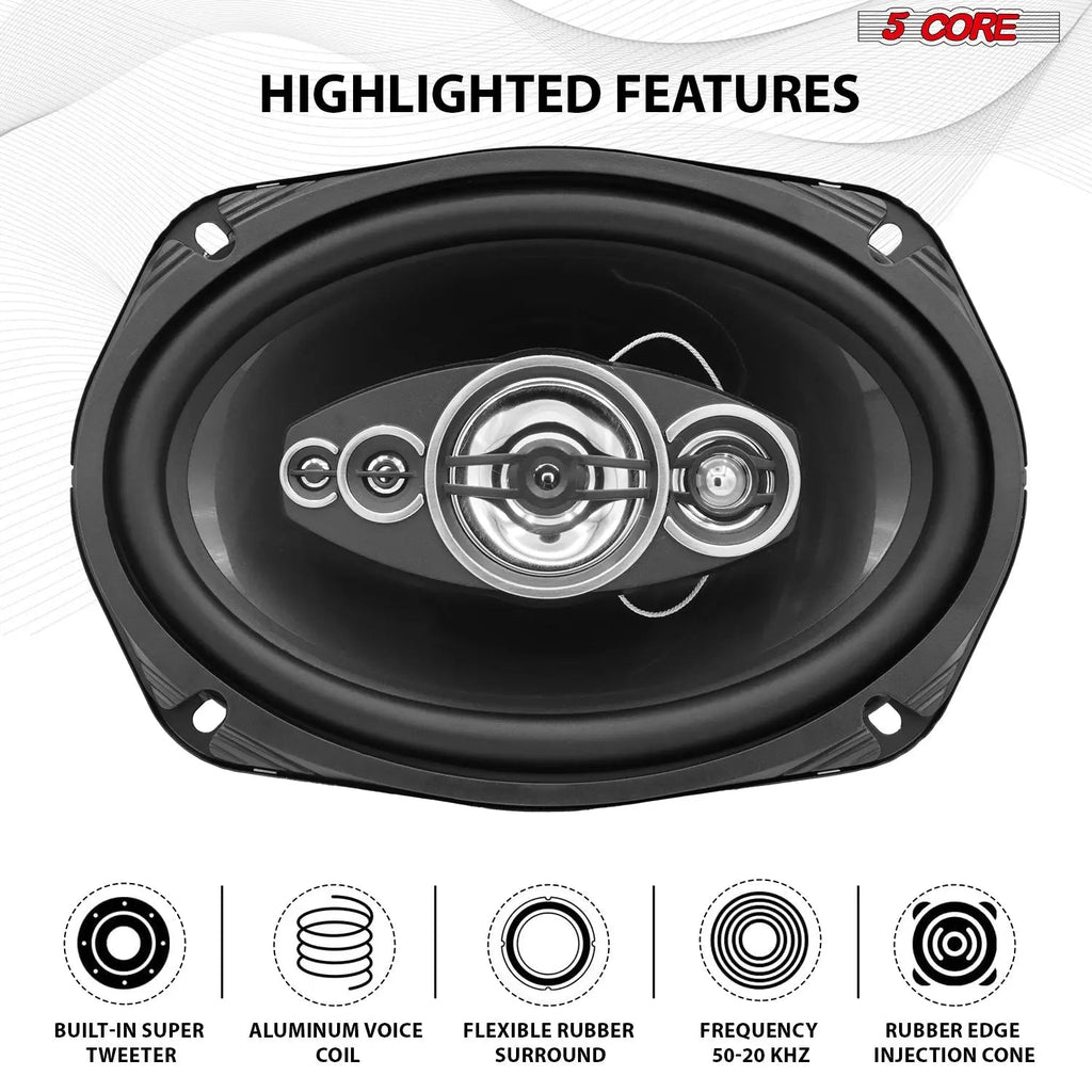 5Core 6x9 Car Speaker 800W Pair 4Ohm 4 Way Coaxial Speaker Audio w Super Tweeter Universal Fit - HONORABLE VETERANS SOLUTIONS