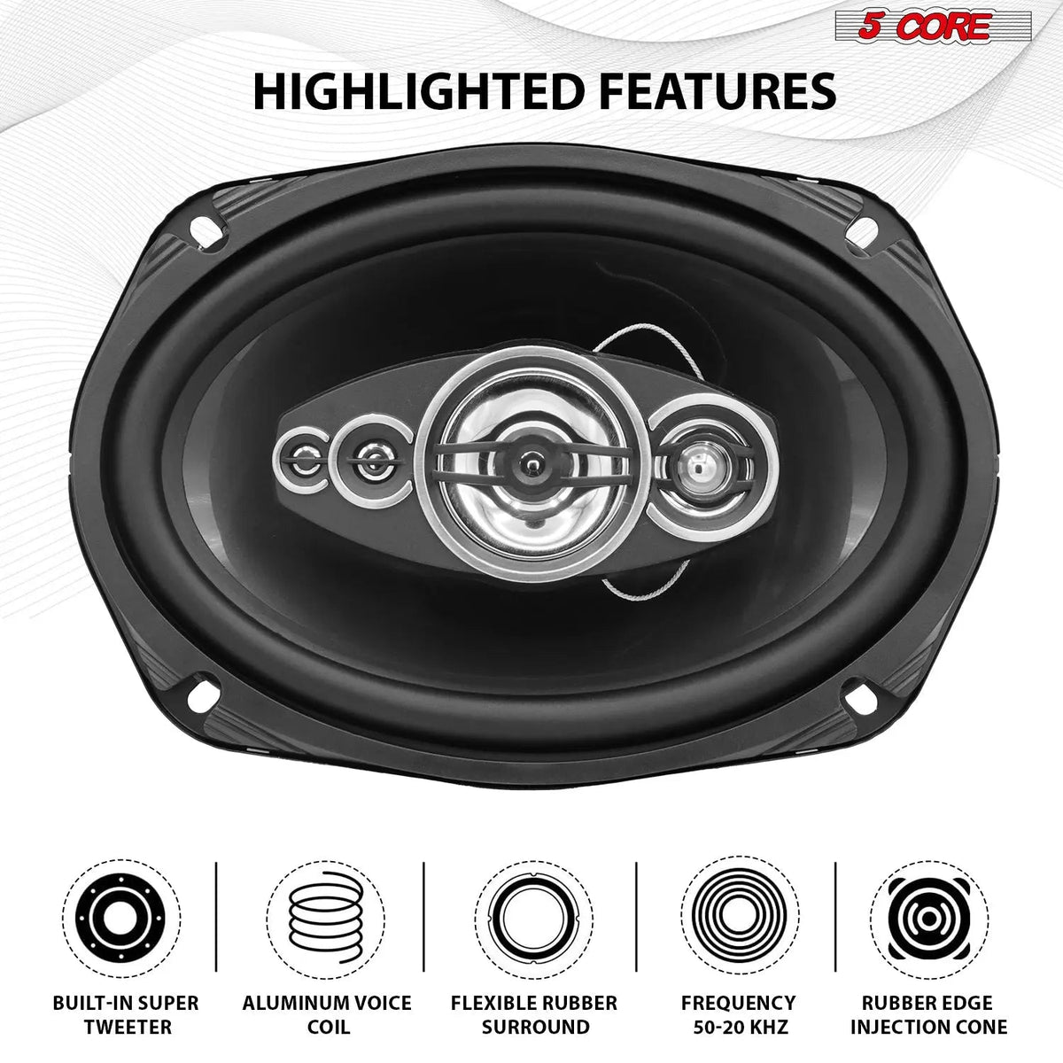 5Core 6x9 Car Speaker 800W Pair 4Ohm 4 Way Coaxial Speaker Audio w Super Tweeter Universal Fit - HONORABLE VETERANS SOLUTIONS