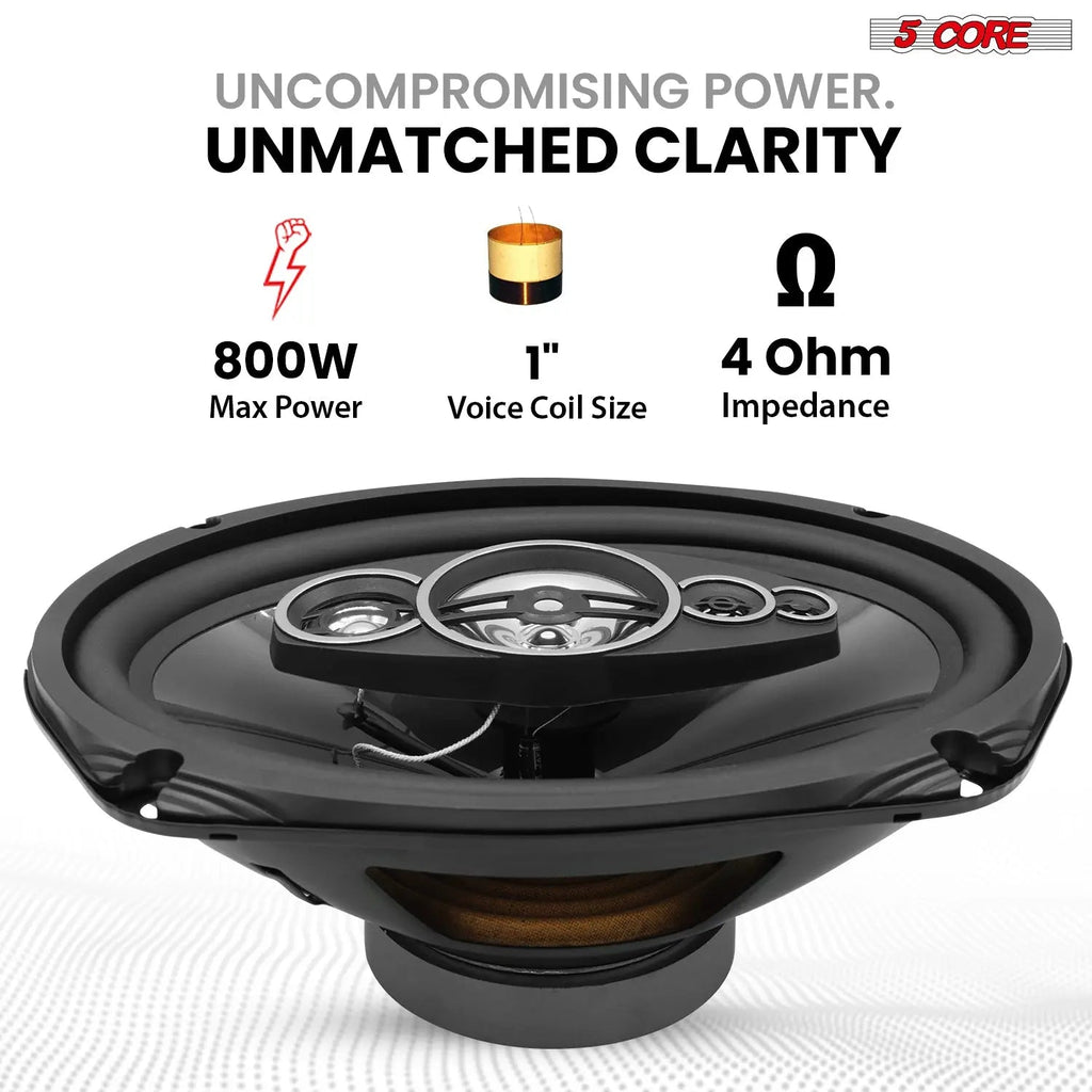 5Core 6x9 Car Speaker 800W Pair 4Ohm 4 Way Coaxial Speaker Audio w Super Tweeter Universal Fit - HONORABLE VETERANS SOLUTIONS
