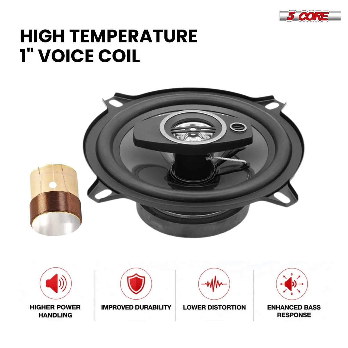 5Core Coaxial Car Door Speakers 5.25” 2Pair 350W 4Ohm 2 Way Component Subwoofer Audio w Super Tweeter - HONORABLE VETERANS SOLUTIONS