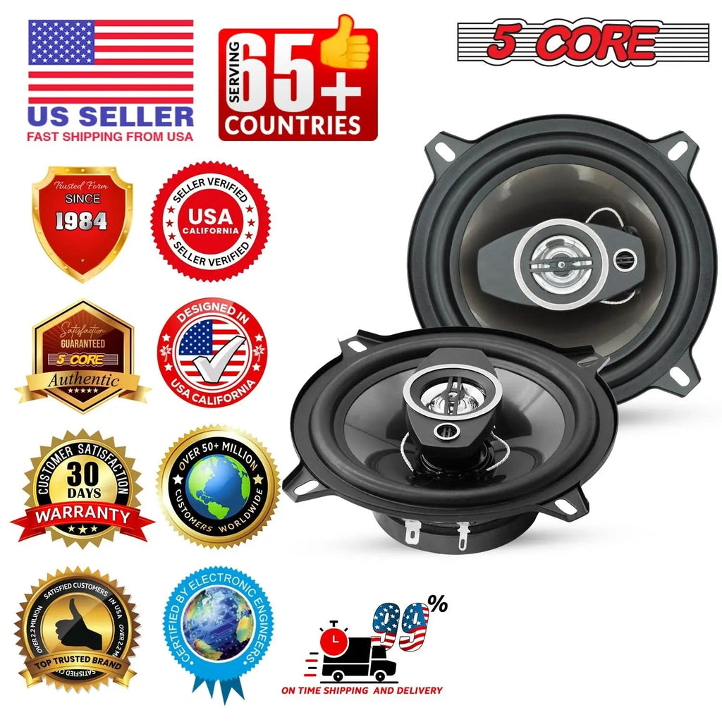5Core Coaxial Car Door Speakers 5.25” Pair 350W 4Ohm 2 Way Component Subwoofer Audio w Super Tweeter - HONORABLE VETERANS SOLUTIONS
