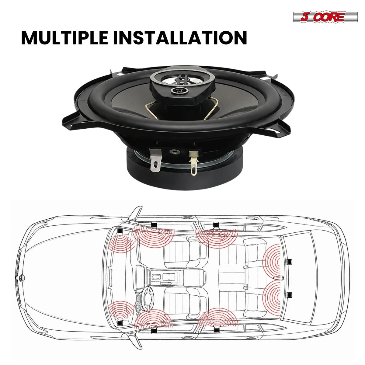 5Core Coaxial Car Door Speakers 5.25” Pair 350W 4Ohm 2 Way Component Subwoofer Audio w Super Tweeter - HONORABLE VETERANS SOLUTIONS