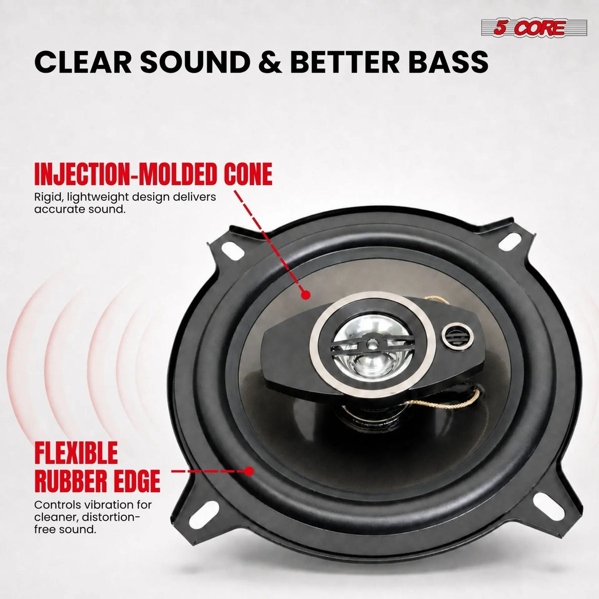 5Core Coaxial Car Door Speakers 5.25” Pair 350W 4Ohm 2 Way Component Subwoofer Audio w Super Tweeter - HONORABLE VETERANS SOLUTIONS