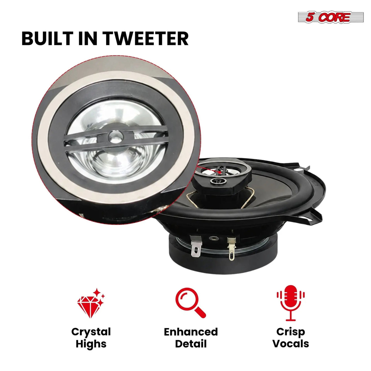 5Core Coaxial Car Door Speakers 5.25” Pair 350W 4Ohm 2 Way Component Subwoofer Audio w Super Tweeter - HONORABLE VETERANS SOLUTIONS
