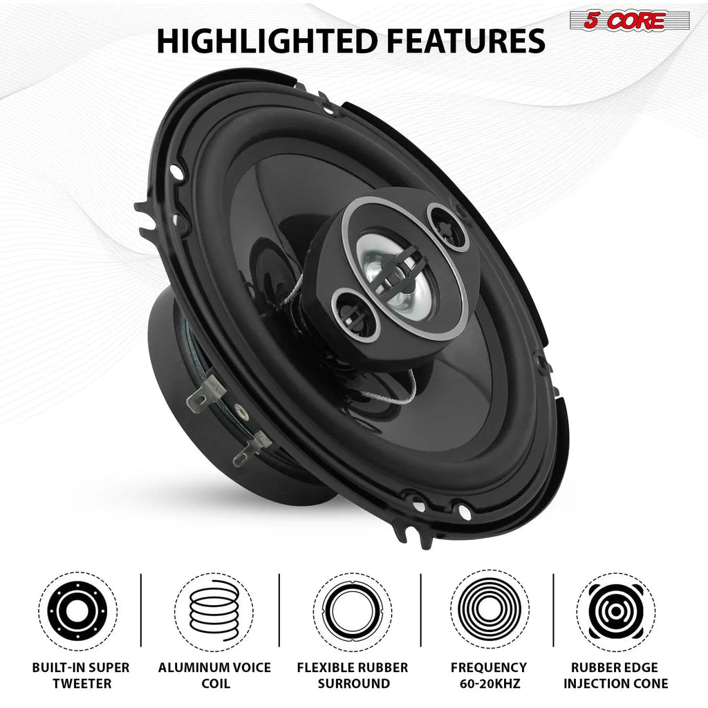 5Core Coaxial Car Door Speakers 6” 4Pcs 500W 4Ohm 2 Way Component Subwoofer Audio w Super Tweeter - HONORABLE VETERANS SOLUTIONS