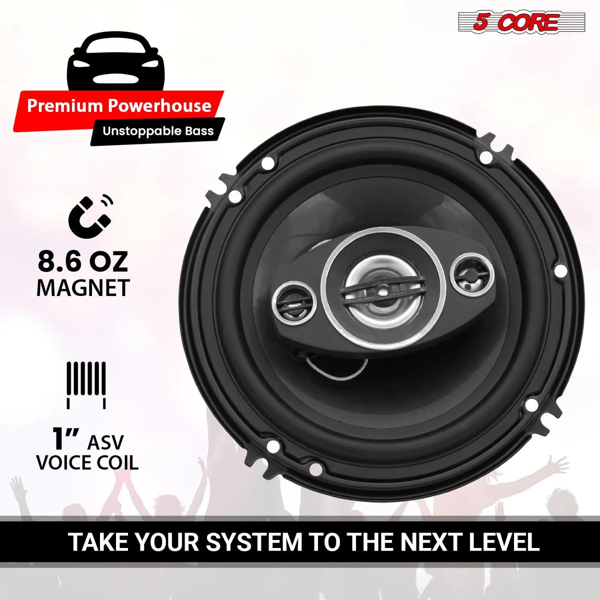 5Core Coaxial Car Door Speakers 6” 4Pcs 500W 4Ohm 2 Way Component Subwoofer Audio w Super Tweeter - HONORABLE VETERANS SOLUTIONS