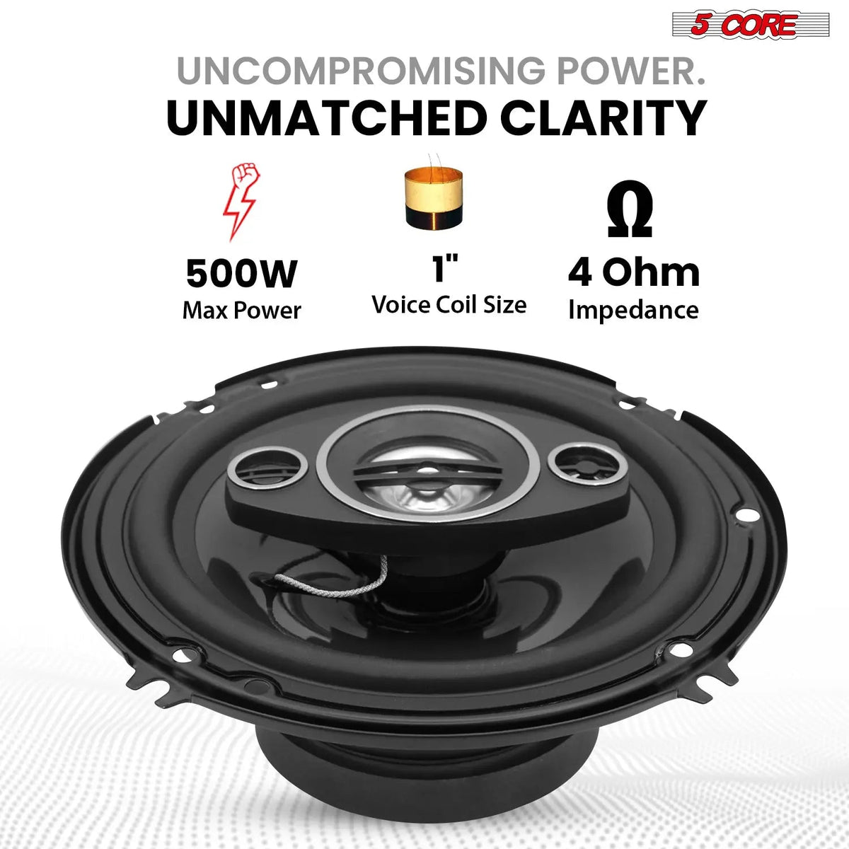 5Core Coaxial Car Door Speakers 6” Pair 500W 4Ohm 2 Way Component Subwoofer Audio w Super Tweeter - HONORABLE VETERANS SOLUTIONS