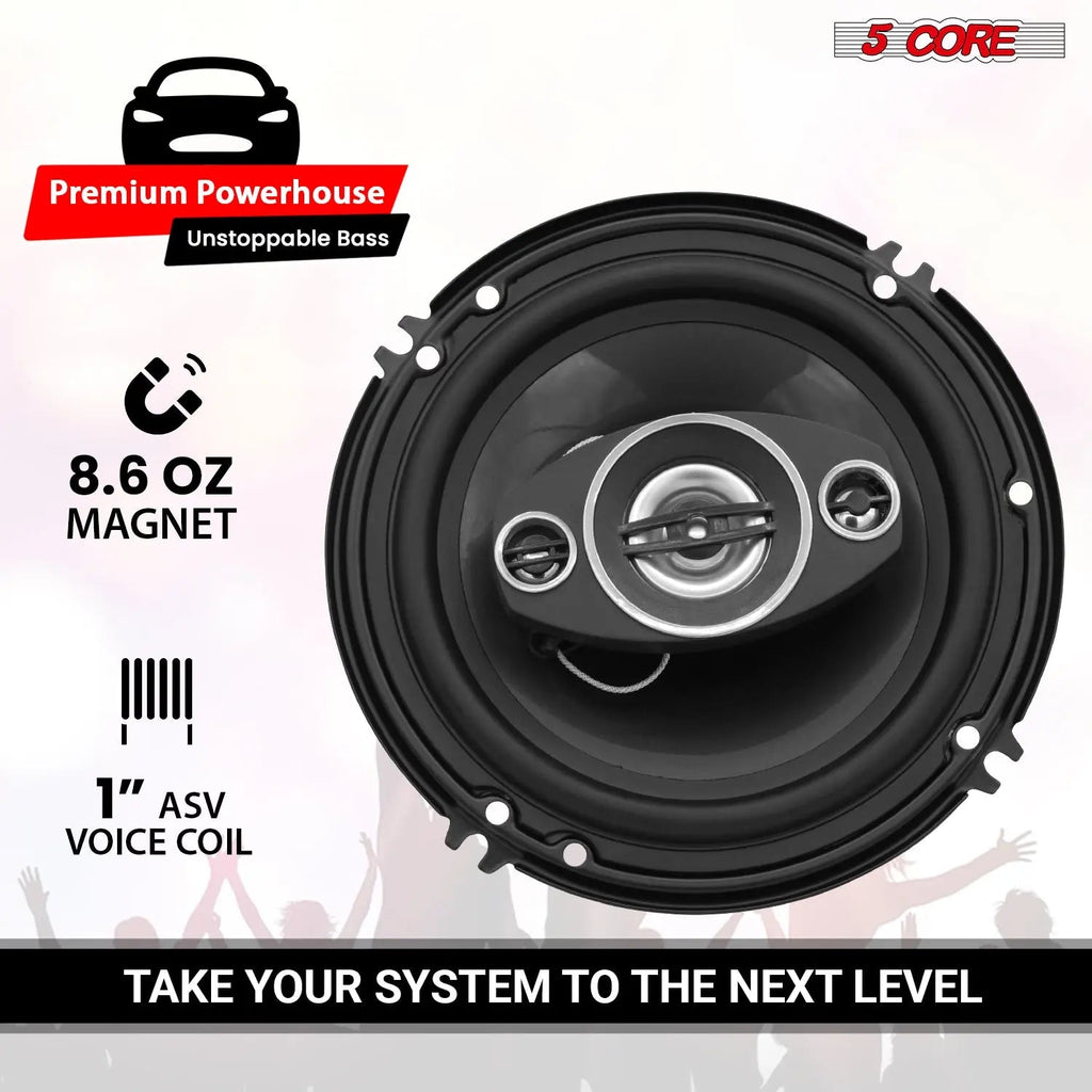 5Core Coaxial Car Door Speakers 6” Pair 500W 4Ohm 2 Way Component Subwoofer Audio w Super Tweeter - HONORABLE VETERANS SOLUTIONS