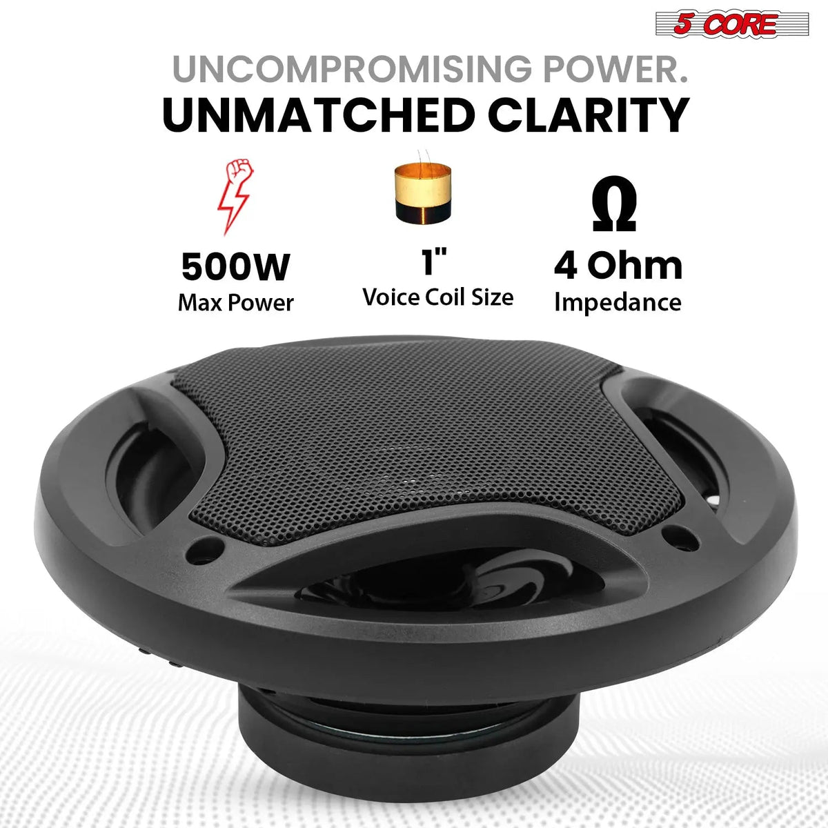 5Core Coaxial Car Door Speakers 6” Pair 500W 4Ohm 2 Way Component Subwoofer Audio w Super Tweeter - HONORABLE VETERANS SOLUTIONS