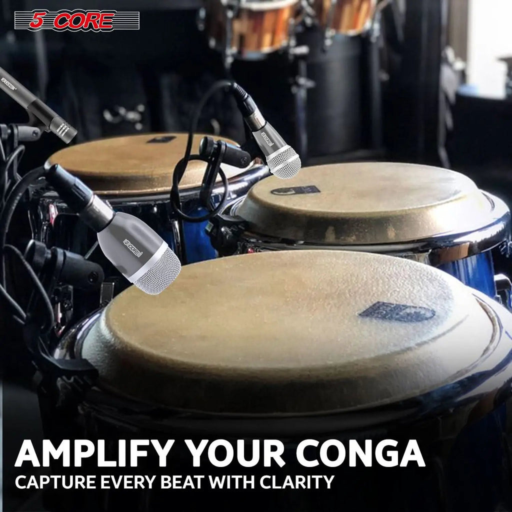 5Core Conga Mic Snare Tom Microphone Drum Kit Condenser XLR Instrument Mics GREY - HONORABLE VETERANS SOLUTIONS