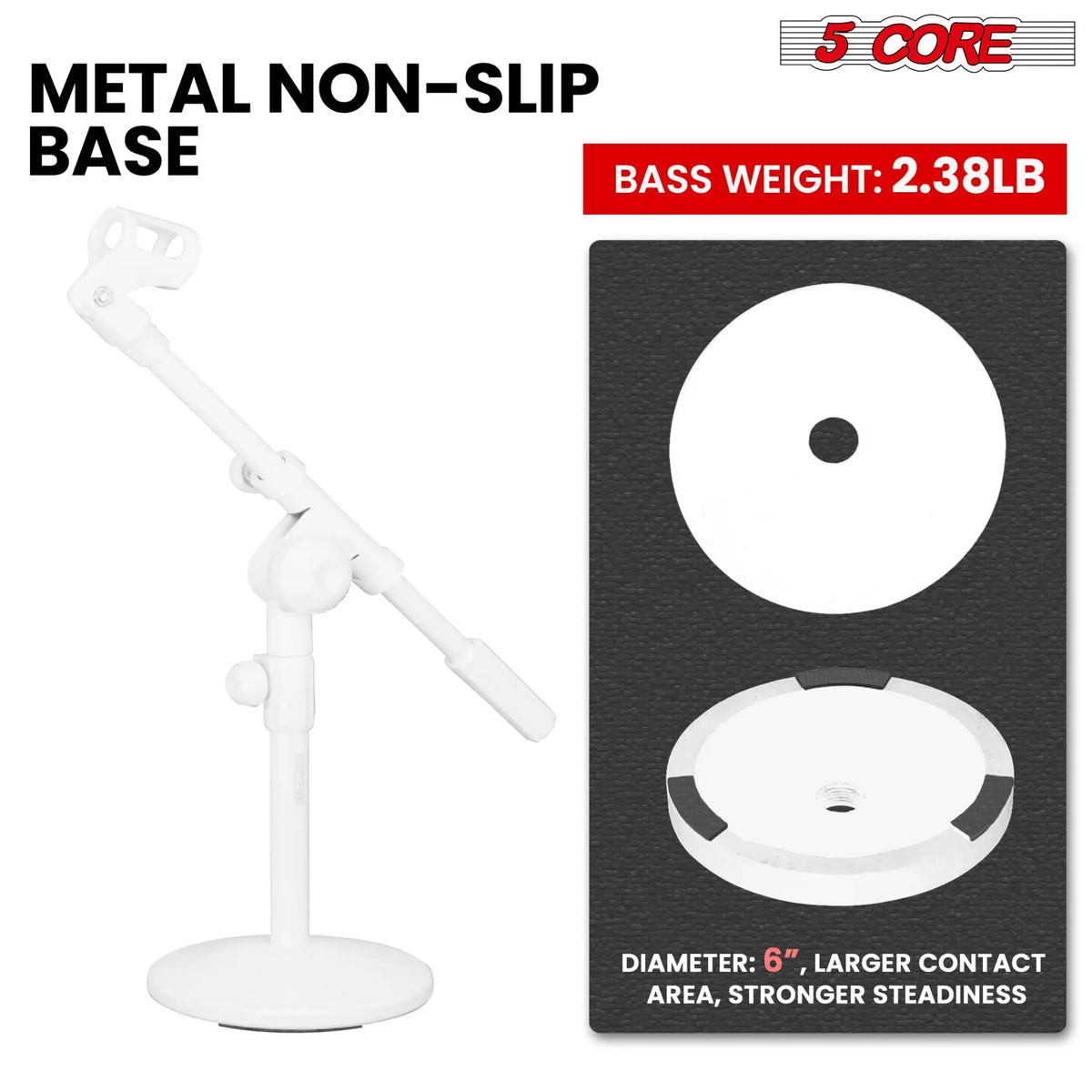 5Core Desktop Mic Stand Round Base Universal Desk Microphone Holder Table Top Stands - HONORABLE VETERANS SOLUTIONS
