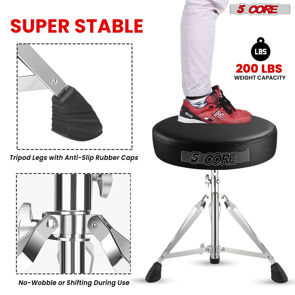5Core Drum Throne Adjustable Guitar Stool Padded Seat + Drum Practice Pad Snare Drumming Stand - HONORABLE VETERANS SOLUTIONS