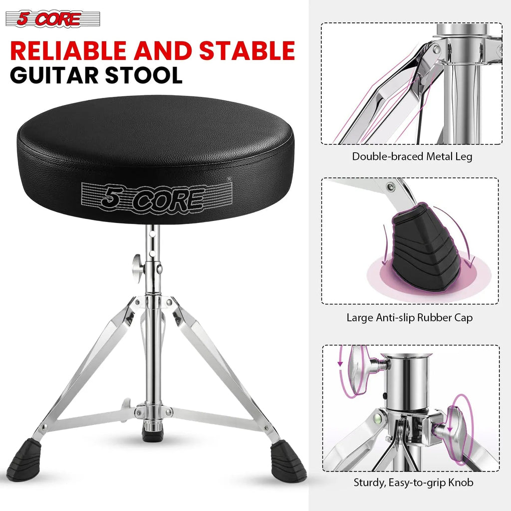 5Core Drum Throne Adjustable Guitar Stool Padded Seat + Drum Practice Pad Snare Drumming Stand - HONORABLE VETERANS SOLUTIONS