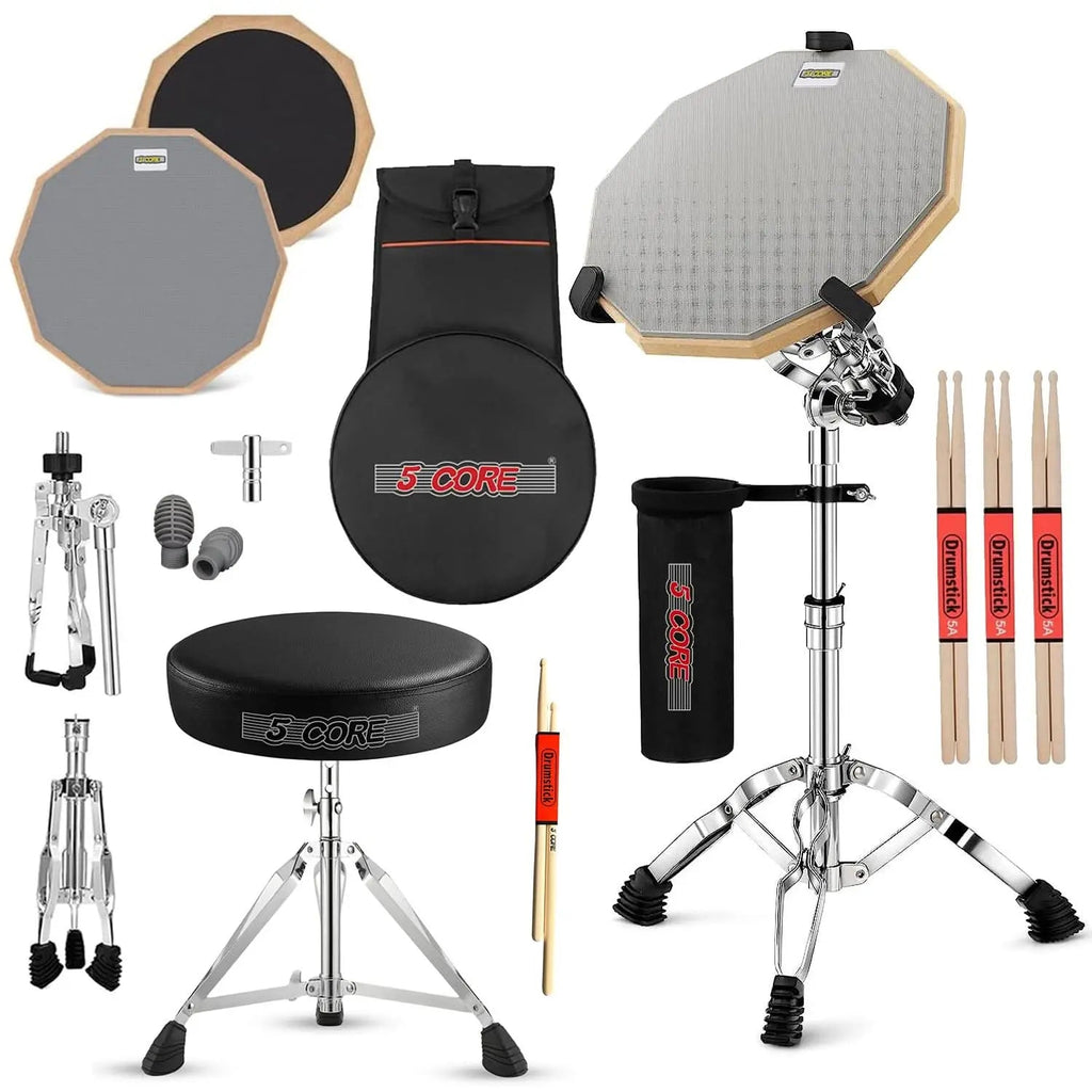 5Core Drum Throne Adjustable Guitar Stool Padded Seat + Drum Practice Pad Snare Drumming Stand - HONORABLE VETERANS SOLUTIONS