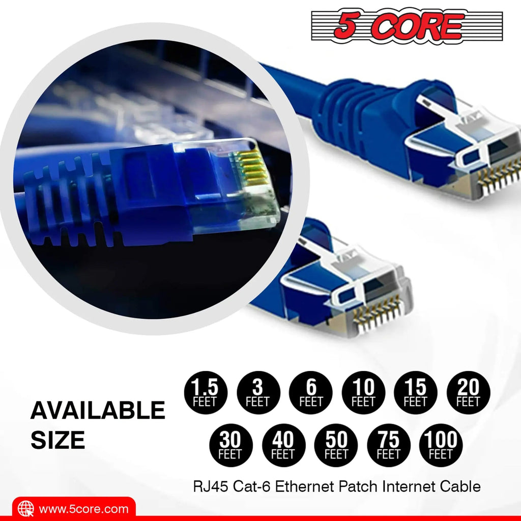 5Core Ethernet Cable High Speed Cat6 Network Cord RJ45 Fastest LAN Extension Cable Para Internet - HONORABLE VETERANS SOLUTIONS
