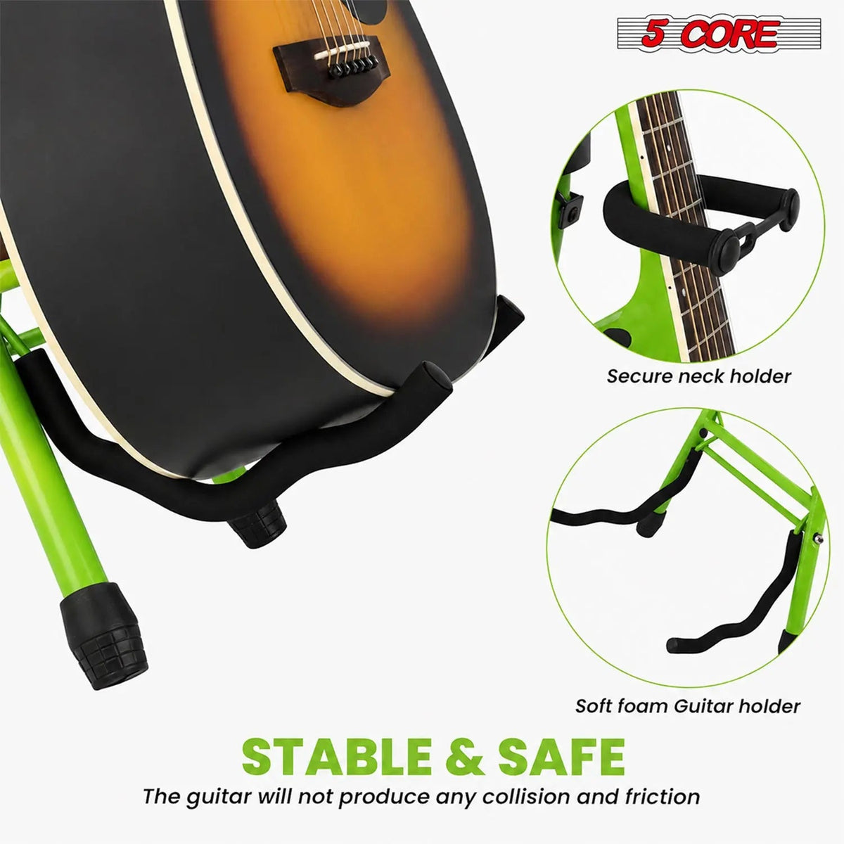 5Core Guitar Stool 3.15" Padded Chair Foldable Heavy Duty Music Seat Built in Foot Rest Guitar Stand - HONORABLE VETERANS SOLUTIONS