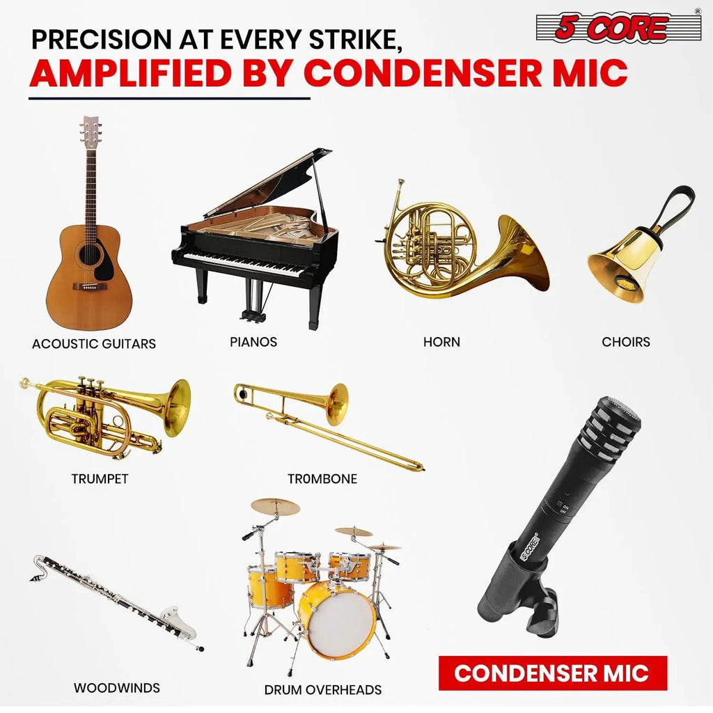 5Core Instrument Microphone Professional XLR Cardioid Pencil Stick Condenser Mic - HONORABLE VETERANS SOLUTIONS