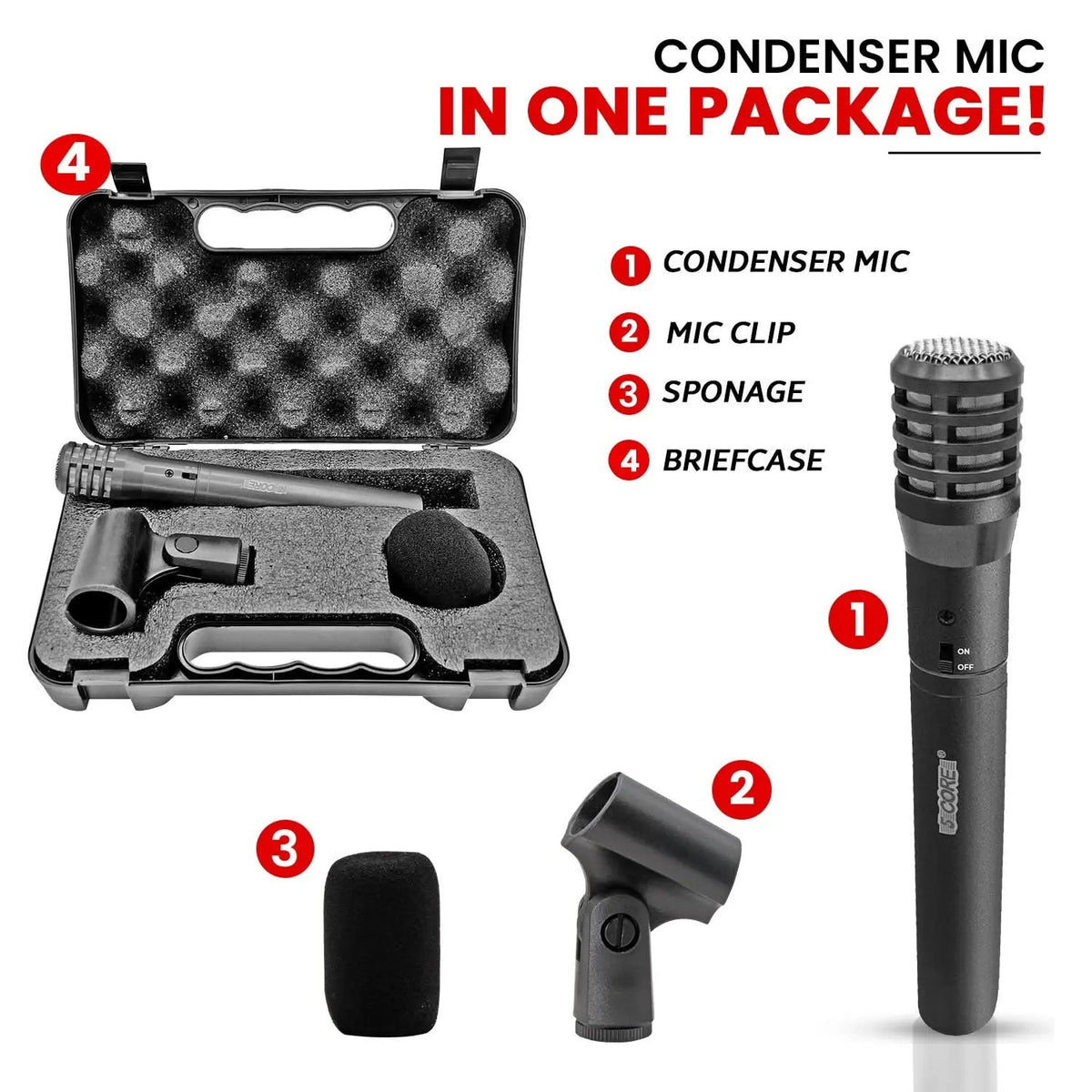 5Core Instrument Microphone Professional XLR Cardioid Pencil Stick Condenser Mic - HONORABLE VETERANS SOLUTIONS