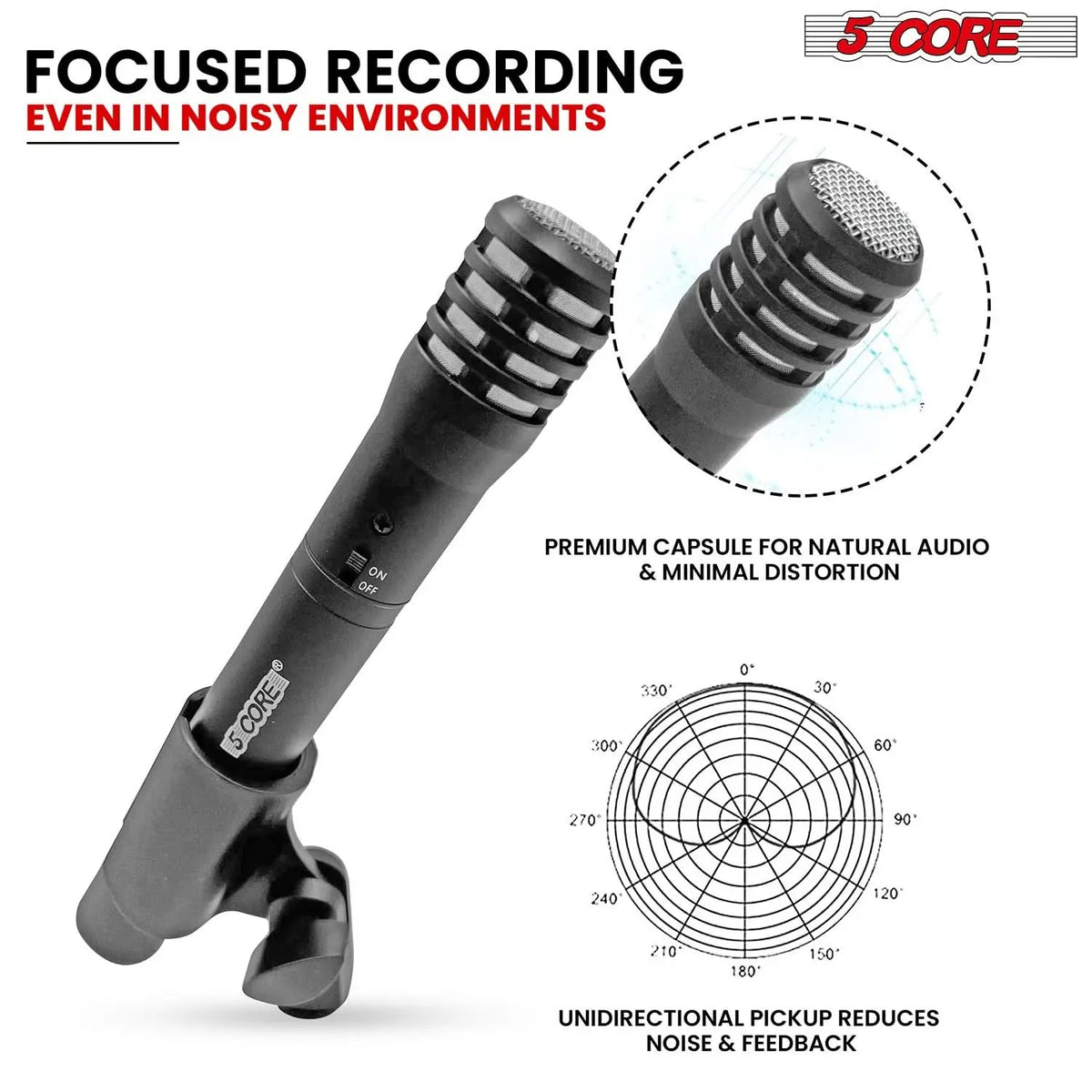 5Core Instrument Microphone Professional XLR Cardioid Pencil Stick Condenser Mic - HONORABLE VETERANS SOLUTIONS