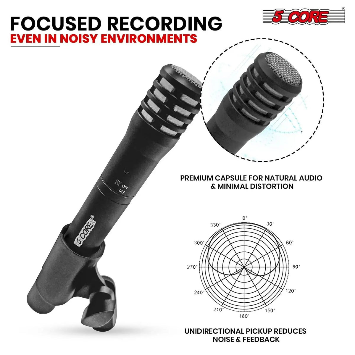 5Core Instrument Microphone Professional XLR Cardioid Pencil Stick Condenser Mic - HONORABLE VETERANS SOLUTIONS