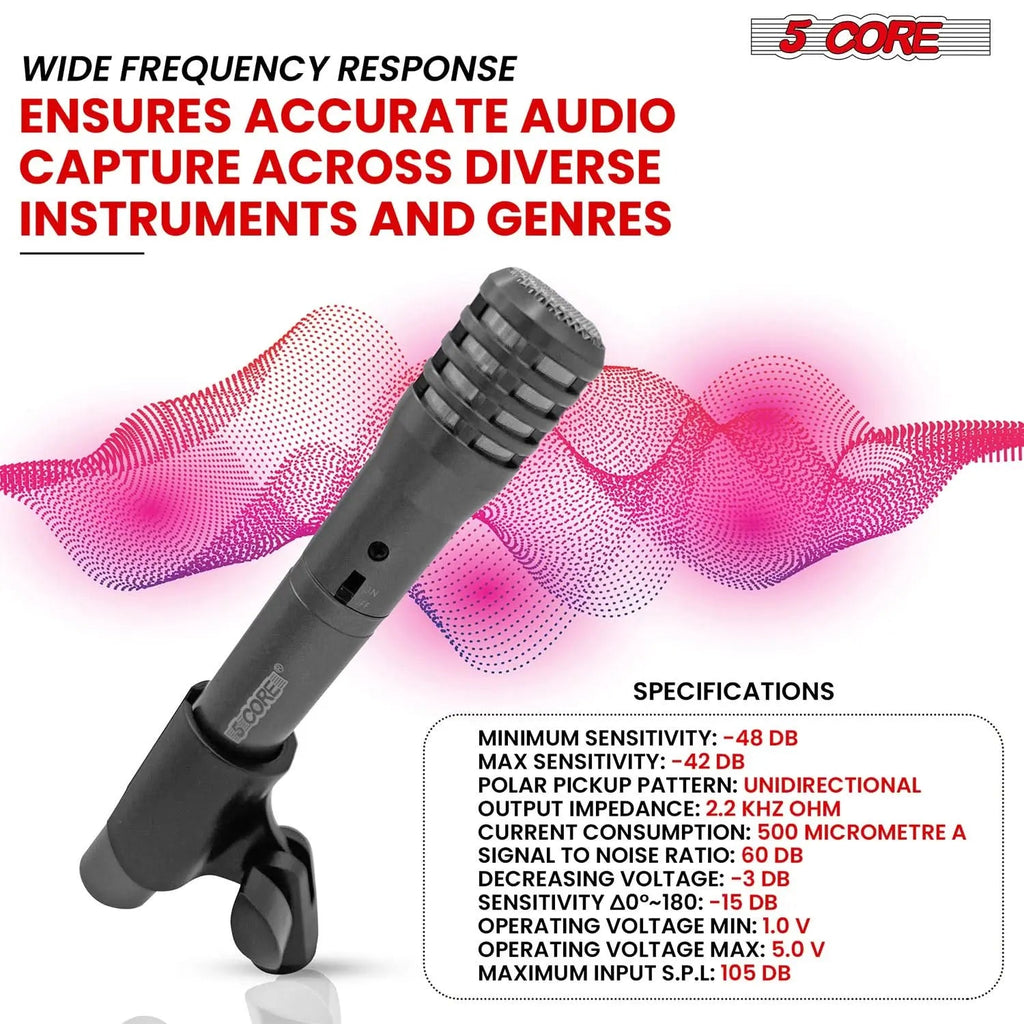 5Core Instrument Microphone Professional XLR Cardioid Pencil Stick Condenser Mic - HONORABLE VETERANS SOLUTIONS