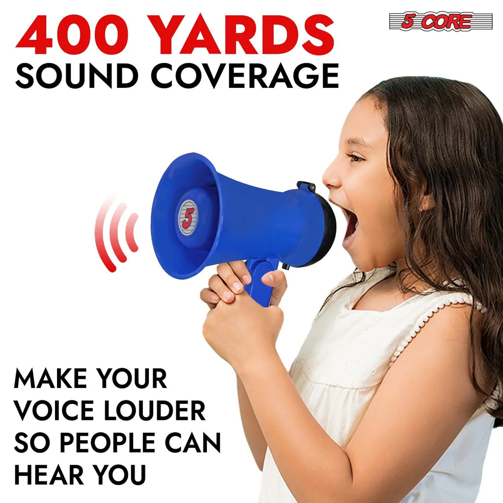 5Core Megaphone 15W Bull Horn Kids PA Speaker w 400 Yards Range Siren Lightweight Loud Mini Megafono - HONORABLE VETERANS SOLUTIONS