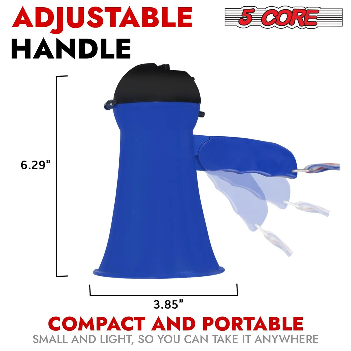 5Core Megaphone 15W Bull Horn Kids PA Speaker w 400 Yards Range Siren Lightweight Loud Mini Megafono - HONORABLE VETERANS SOLUTIONS