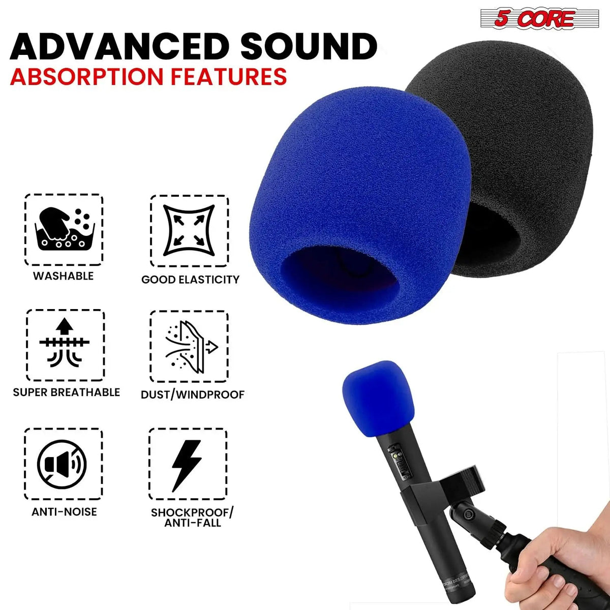 5Core Microphone Cover Soft Foam Mic Windscreen Windproof Sponge for Handheld Mic - HONORABLE VETERANS SOLUTIONS