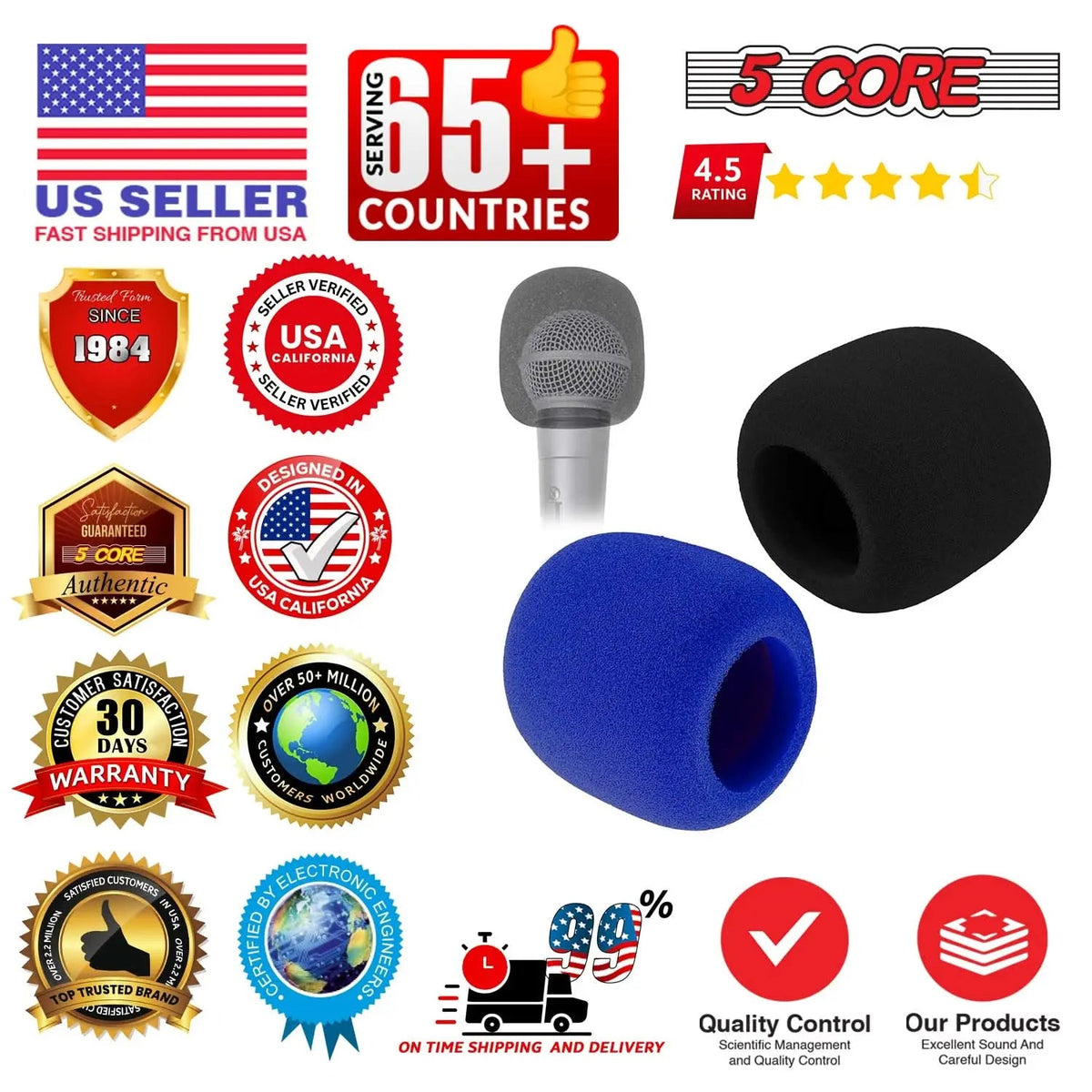 5Core Microphone Cover Soft Foam Mic Windscreen Windproof Sponge for Handheld Mic - HONORABLE VETERANS SOLUTIONS