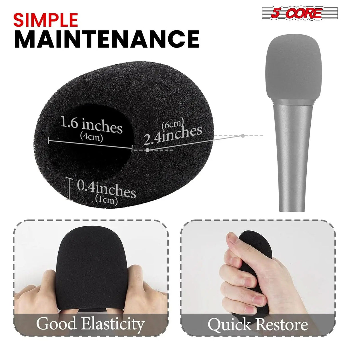 5Core Microphone Cover Soft Foam Mic Windscreen Windproof Sponge for Handheld Mic - HONORABLE VETERANS SOLUTIONS