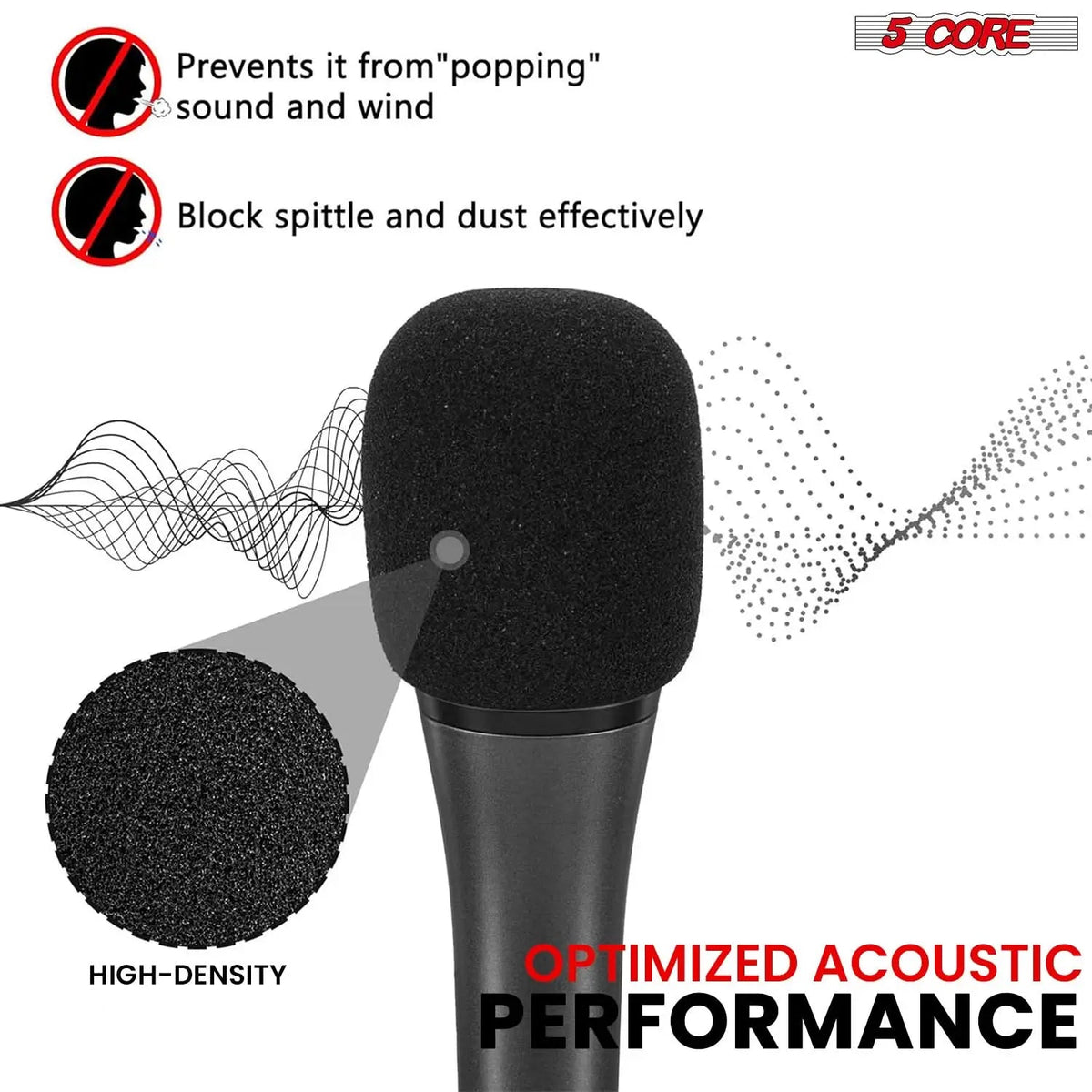 5Core Microphone Cover Soft Foam Mic Windscreen Windproof Sponge for Handheld Mic - HONORABLE VETERANS SOLUTIONS