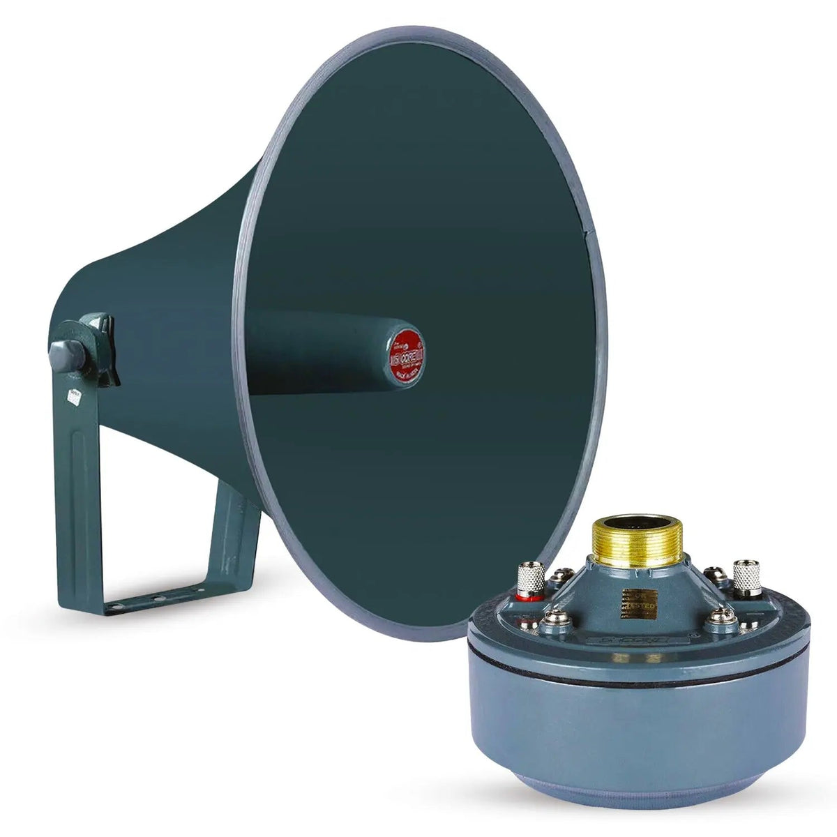 5Core PA Horn Speaker Set 2" Compression Driver 600W 16 Ohm Weatherproof Aluminum Body 18 TPI Thread - HONORABLE VETERANS SOLUTIONS