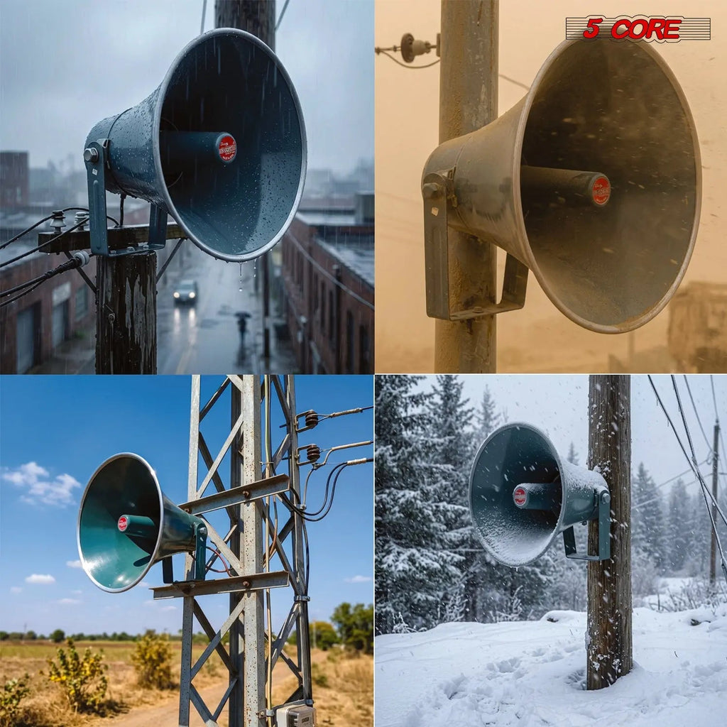 5Core PA Horn Speaker Set 2" Compression Driver 600W 16 Ohm Weatherproof Aluminum Body 18 TPI Thread - HONORABLE VETERANS SOLUTIONS