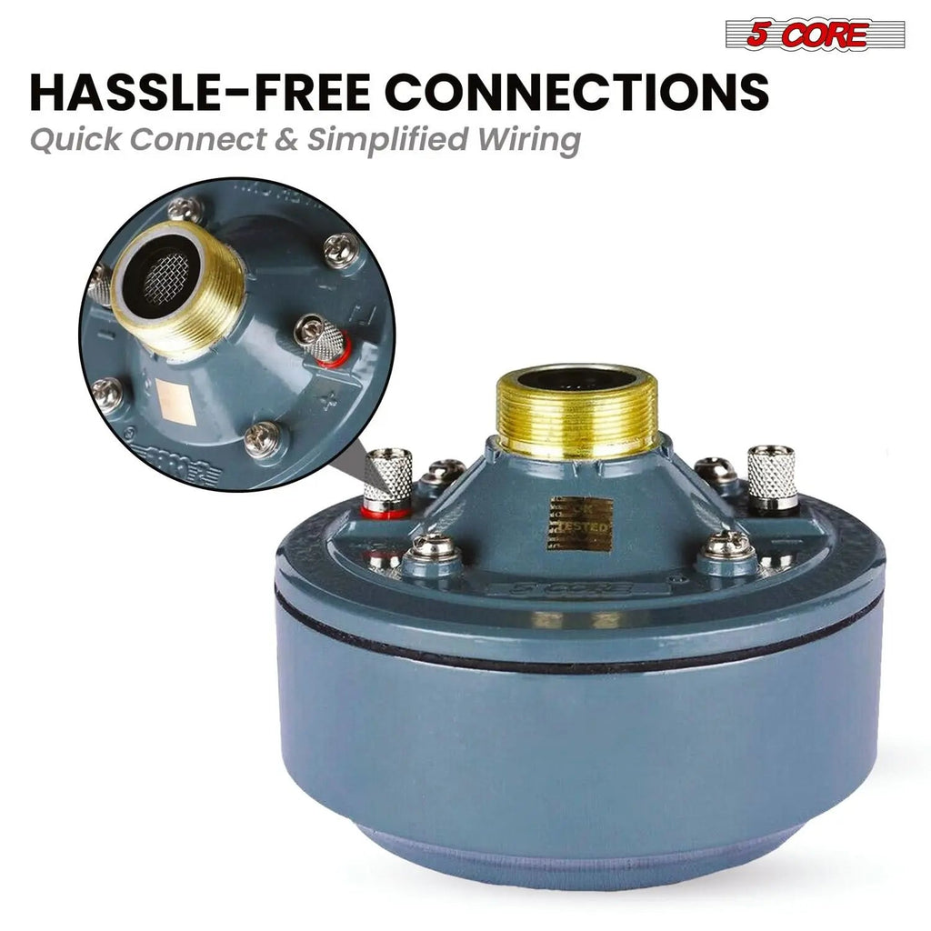 5Core PA Horn Speaker Set 2" Compression Driver 600W 16 Ohm Weatherproof Aluminum Body 18 TPI Thread - HONORABLE VETERANS SOLUTIONS