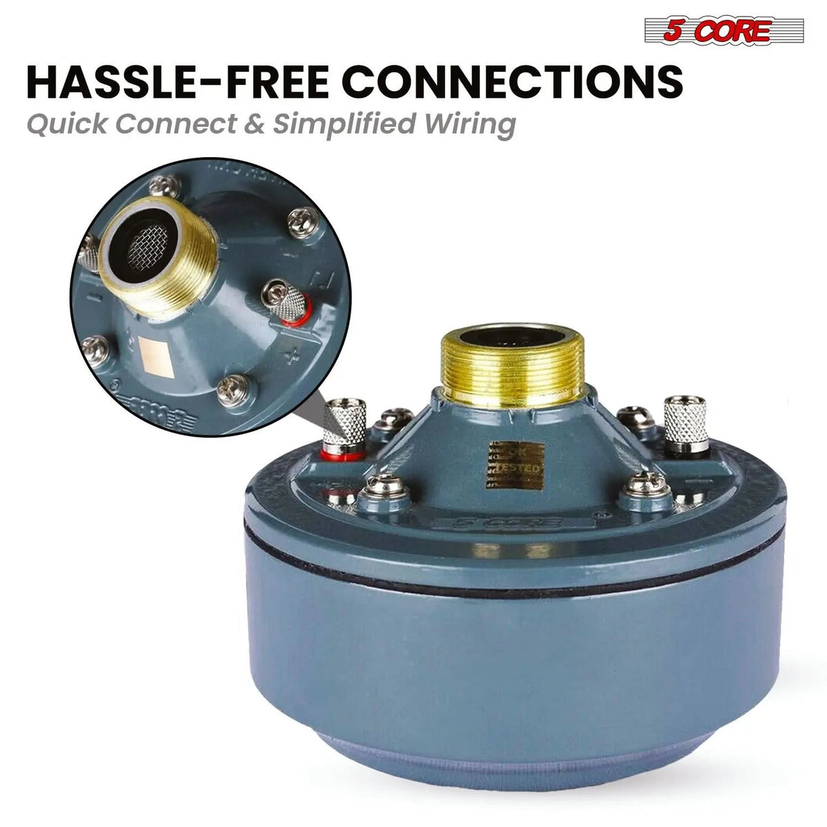 5Core PA Horn Speaker Set 2" Compression Driver 600W 16 Ohm Weatherproof Aluminum Body 18 TPI Thread - HONORABLE VETERANS SOLUTIONS
