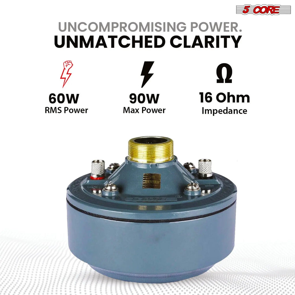 5Core PA Horn Speaker Set 2" Compression Driver 600W 16 Ohm Weatherproof Aluminum Body 18 TPI Thread - HONORABLE VETERANS SOLUTIONS