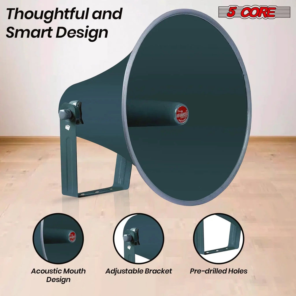 5Core PA Horn Speaker Set 2" Compression Driver 600W 16 Ohm Weatherproof Aluminum Body 18 TPI Thread - HONORABLE VETERANS SOLUTIONS