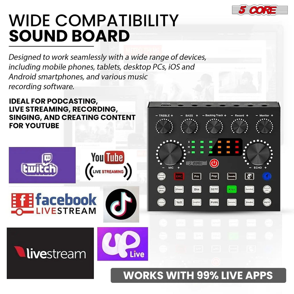 5Core Recording Microphone Podcast Bundle Professional Condenser Omnidirectional Mic Kit w Boom Arm - HONORABLE VETERANS SOLUTIONS