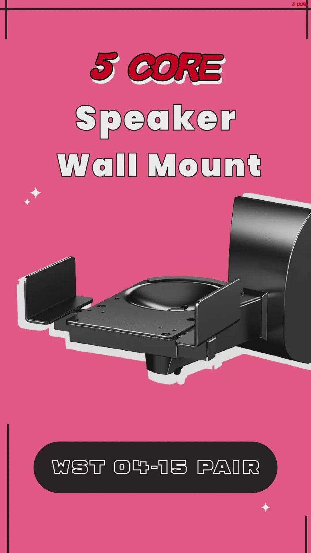 5Core Speaker Wall Mount Adjustable Swivel 15 Inch Space Bookshelf Brackets Pair - HONORABLE VETERANS SOLUTIONS