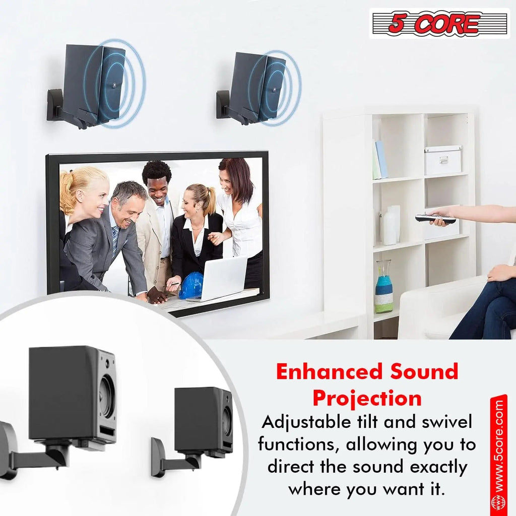 5Core Speaker Wall Mount Adjustable Swivel 15 Inch Space Bookshelf Brackets Pair - HONORABLE VETERANS SOLUTIONS