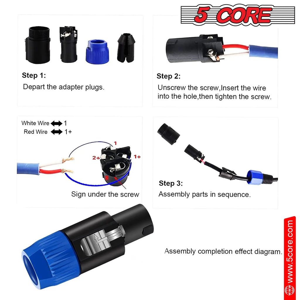 5Core Speakon Adapter High Quality Audio Jack Male Audio Pin Speaker Adapter Connector - HONORABLE VETERANS SOLUTIONS