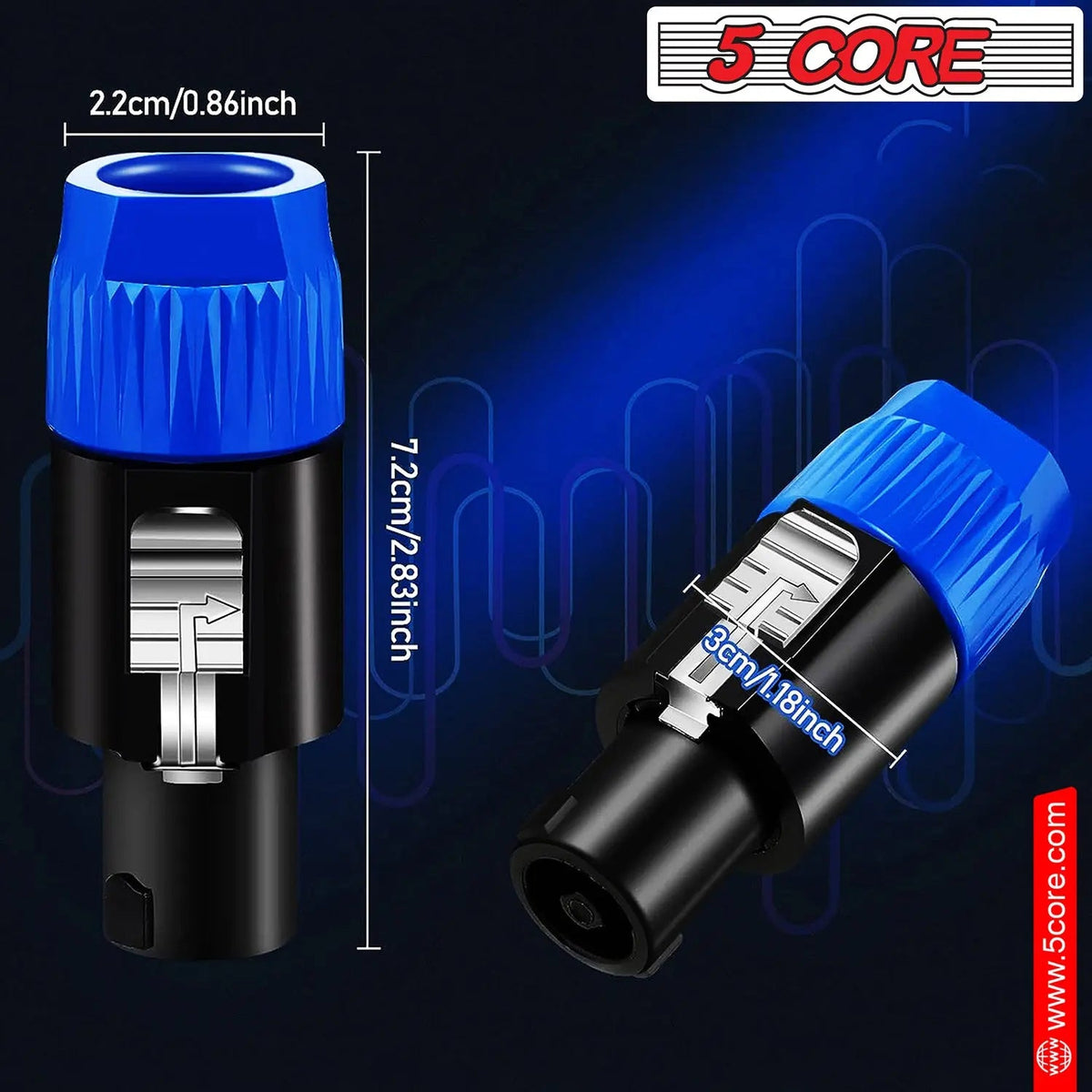 5Core Speakon Adapter High Quality Audio Jack Male Audio Pin Speaker Adapter Connector - HONORABLE VETERANS SOLUTIONS