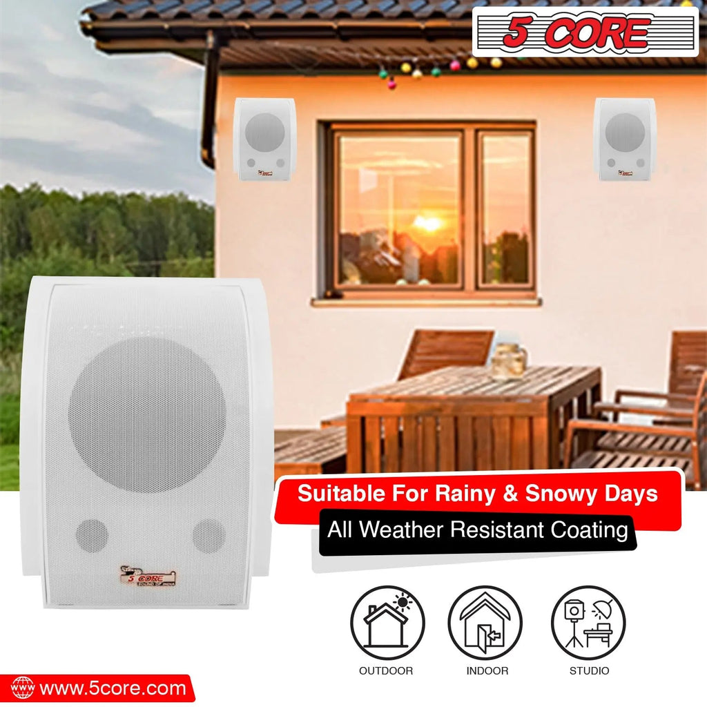 5Core Wall Speakers Stereo Outdoor Indoor 100W Home Audio System - HONORABLE VETERANS SOLUTIONS