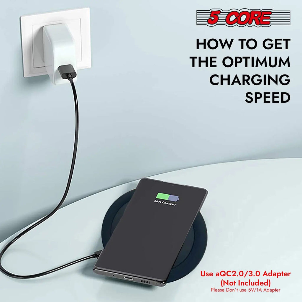 5Core Wireless Phone Charging Pad 15W Qi-Certified Fast Charger Mat Cargador - HONORABLE VETERANS SOLUTIONS