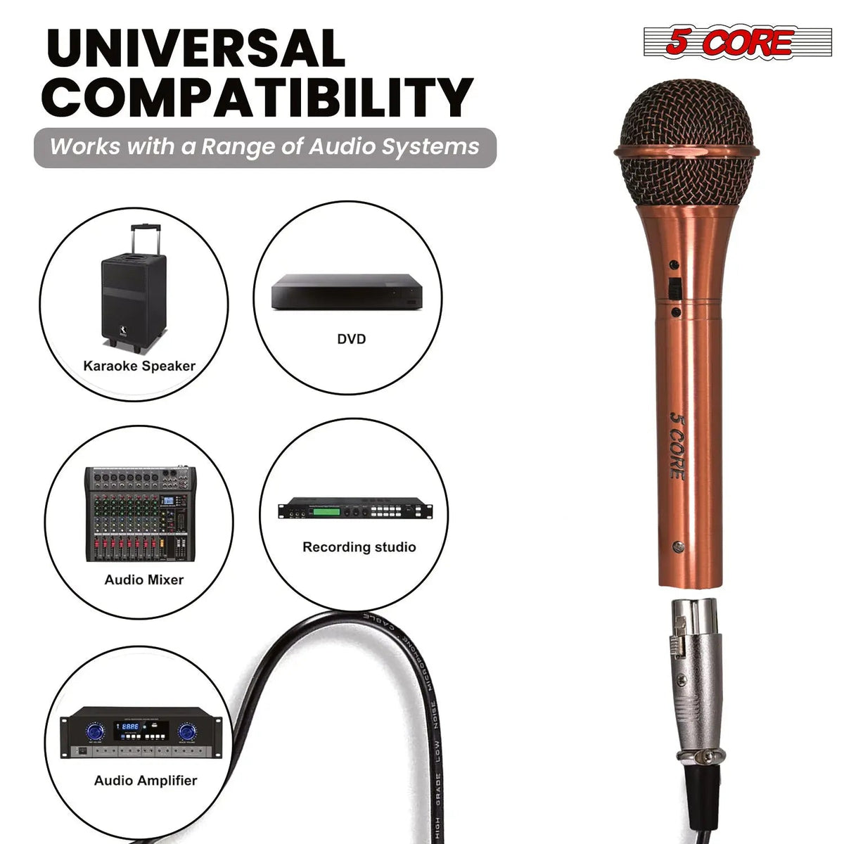 5Core XLR Microphone Dynamic Mic Karaoke Singing Studio Microfono Handheld Mics - HONORABLE VETERANS SOLUTIONS