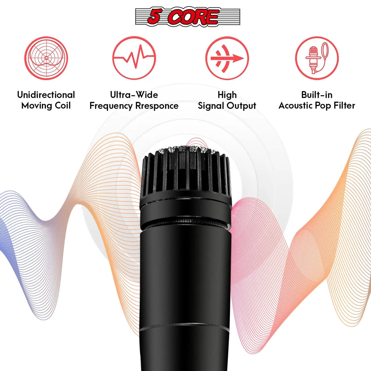 5Core XLR Microphone Dynamic Mic Karaoke Singing Studio Microfono Handheld Mics - HONORABLE VETERANS SOLUTIONS