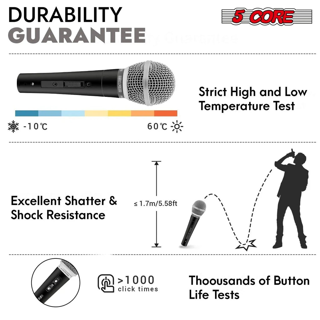 5Core XLR Microphone Dynamic Mic Karaoke Singing Studio Microfono Handheld Mics - HONORABLE VETERANS SOLUTIONS