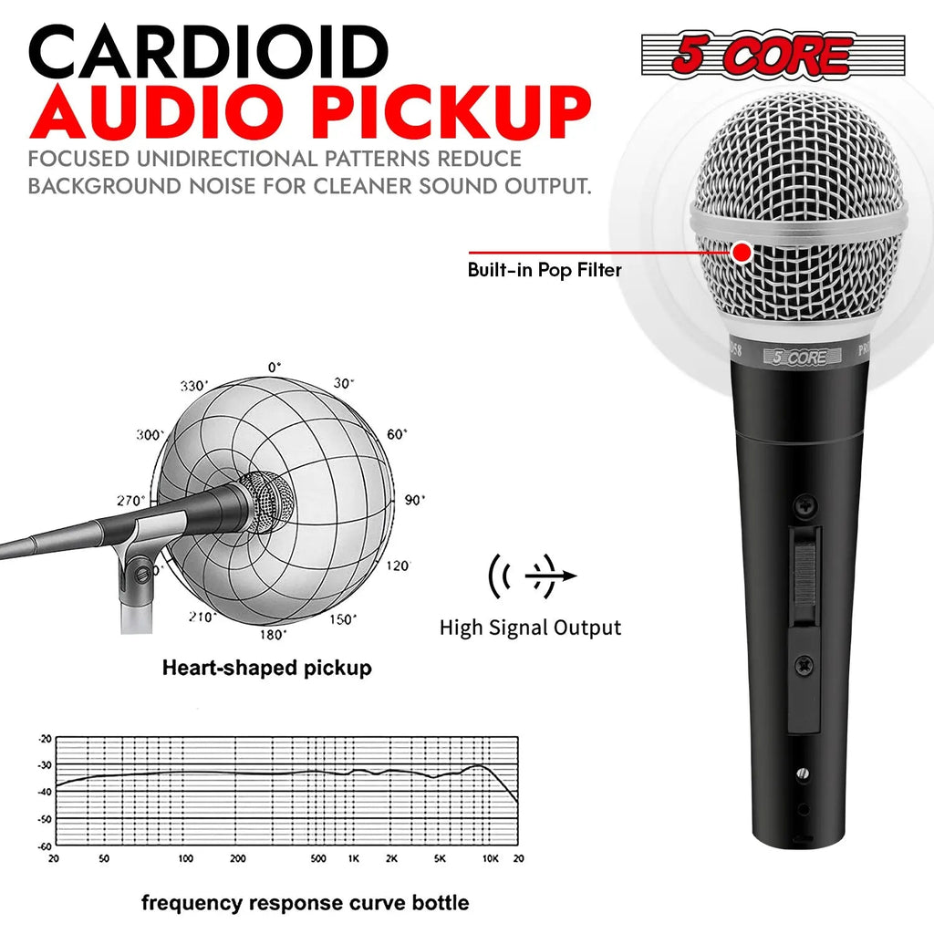 5Core XLR Microphone Dynamic Mic Karaoke Singing Studio Microfono Handheld Mics - HONORABLE VETERANS SOLUTIONS